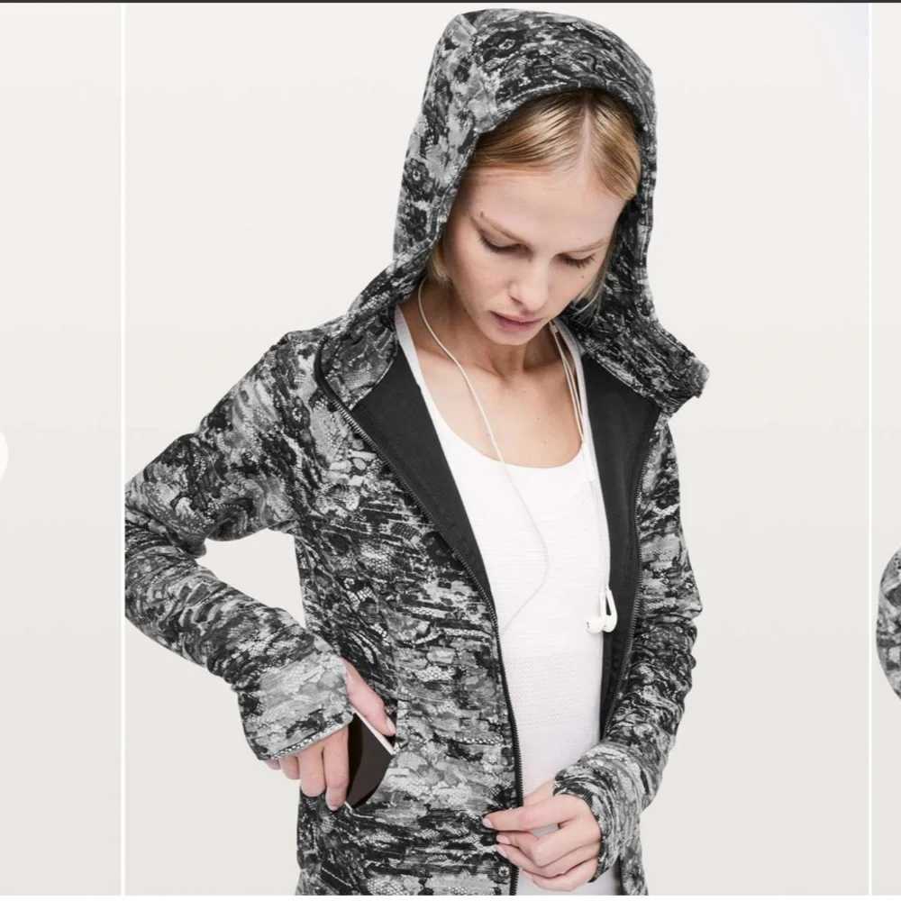 Lululemon Scuba Hoodie Fleece Cotton Size 4 Masked Lace Starlight Black